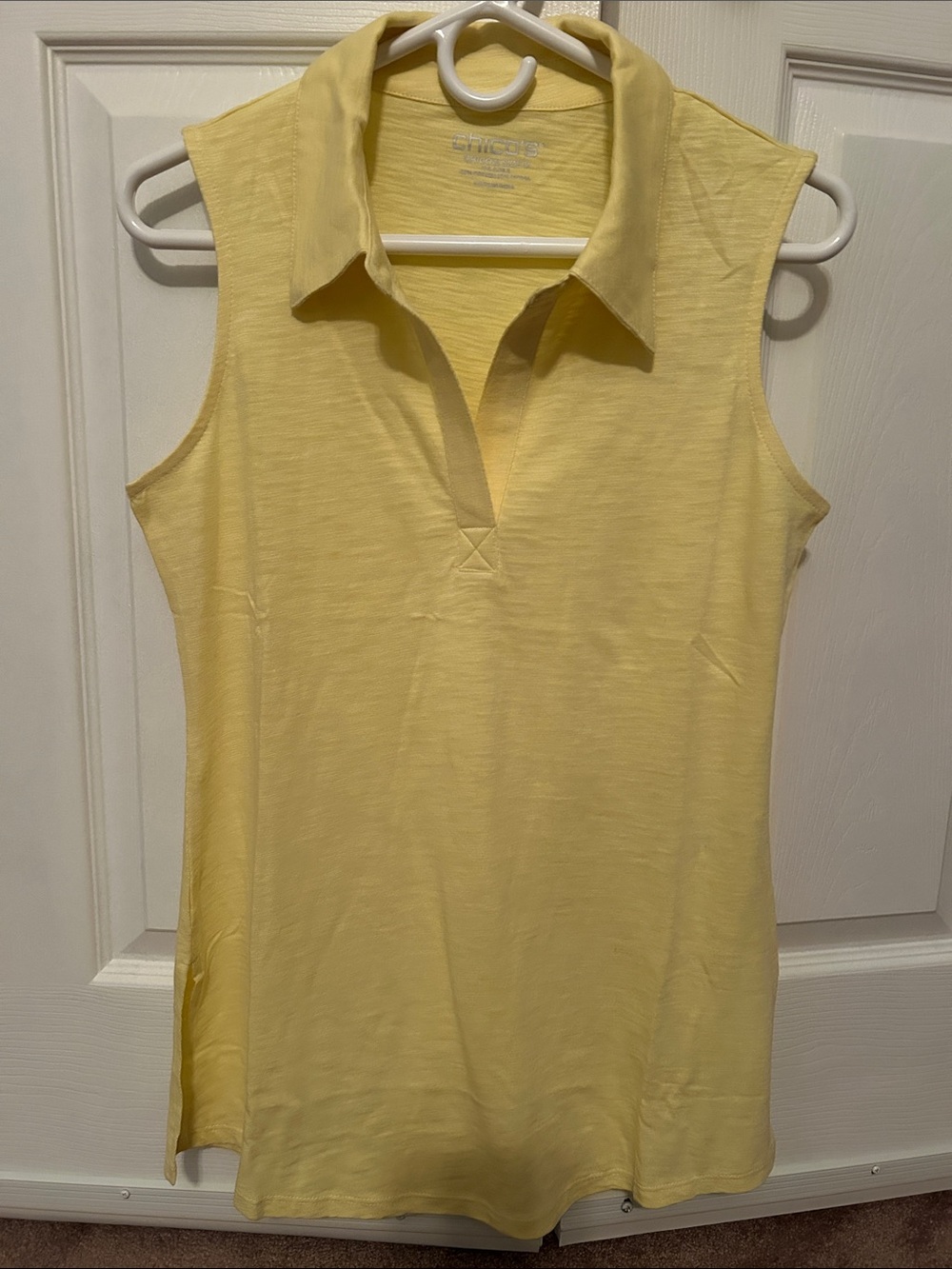 Chico's Pale Yellow Sleeveless Polo Tank